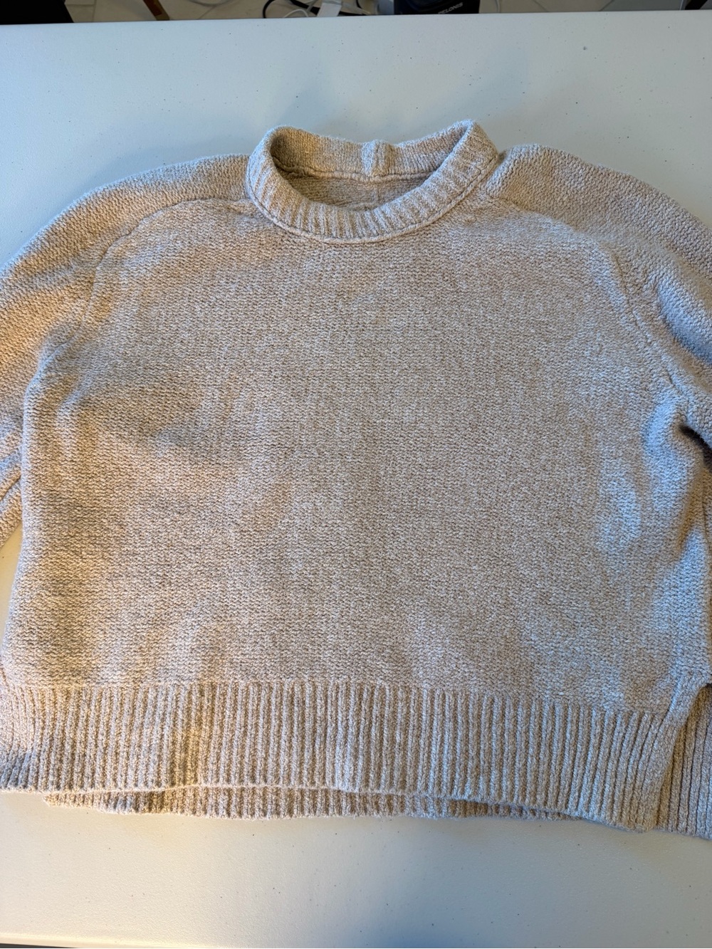 Abercrombie & Fitch Madeline Sweater | Beige Mock Neck Knit | Size Small